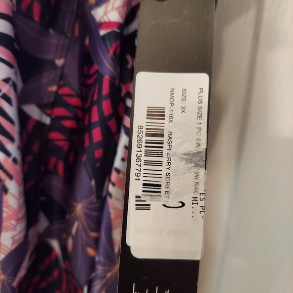 Nicole Miller purple floral raspberry sorbet Racerback One-piece Swimsuit 3X NWT - Picture 13 of 14